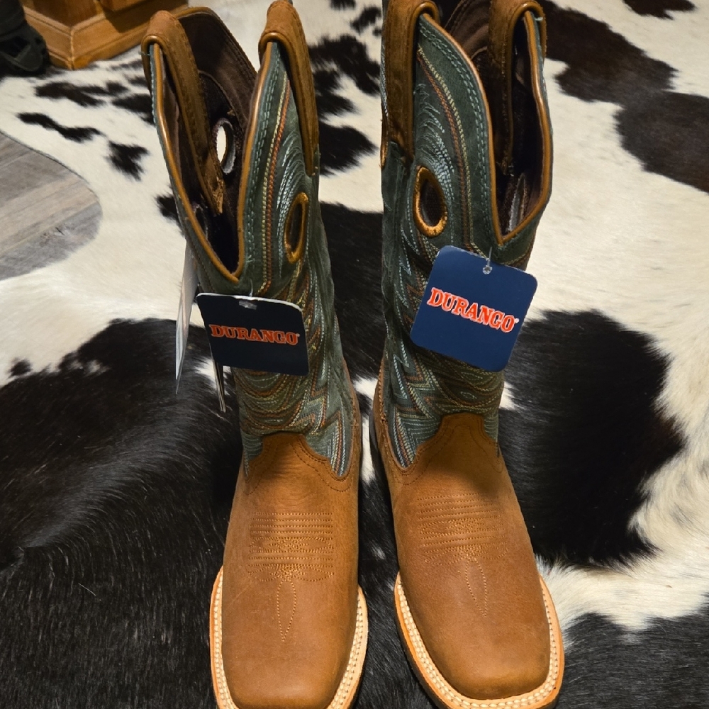 Durango Tan and Teal Cowboy Boots